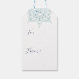 Elegante "Vrolijk Kerstfeest" met Aqua Snowflakes Cadeaulabel