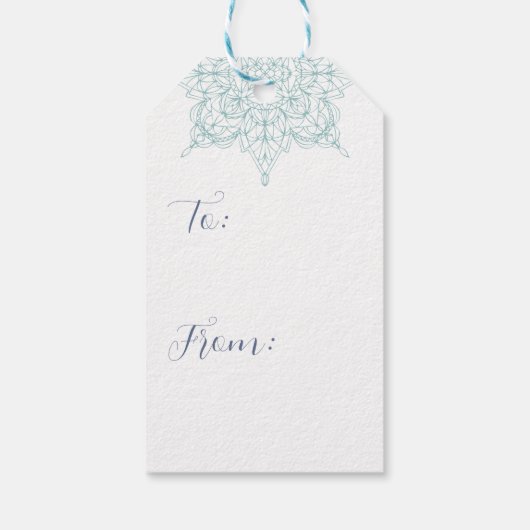 Elegante "Vrolijk Kerstfeest" met Aqua Snowflakes Cadeaulabel (Achterkant)