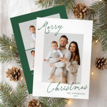 Elegante Vrolijk Kerstmis Groene Script Foto