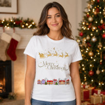 Elegante Vrolijk Kerstmis Kerstman slee T-shirt vo