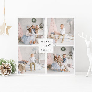 Elegante vrolijke en heldere 4 foto kerstkaart