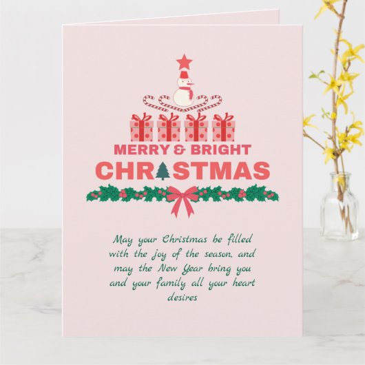 Elegante vrolijke en heldere kerst 2023 kleurrijk kaart (Gele Bloem)