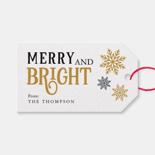 Elegante vrolijke en heldere kerst cadeaulabel (Voorkant (Horizontaal))