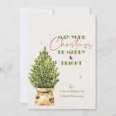 Elegante vrolijke en heldere kerstboom feestelijk feestdagenkaart (Voorkant)