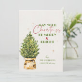 Elegante vrolijke en heldere kerstboom feestelijk feestdagenkaart (Staand voorkant)
