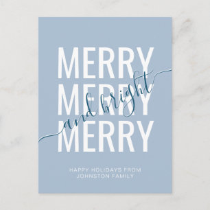 Elegante vrolijke en heldere Kerstmis blauwe feest Briefkaart