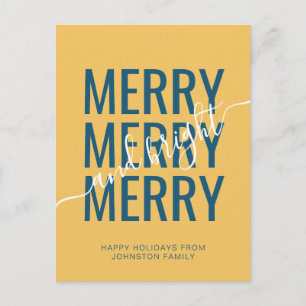 Elegante vrolijke en heldere Kerstmis gele vakanti Briefkaart