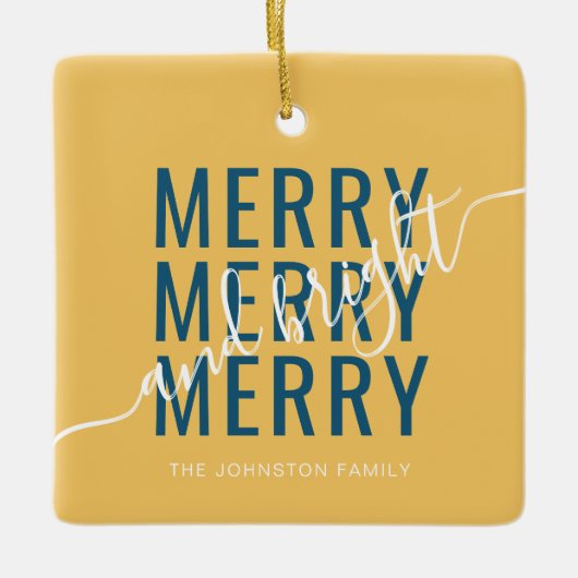 Elegante vrolijke en heldere kerstvakantie keramisch ornament (Voorkant)