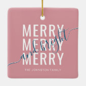 Elegante vrolijke en heldere kerstvakantie keramisch ornament (Achterkant)