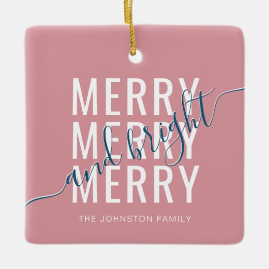 Elegante vrolijke en heldere kerstvakantie keramisch ornament (Voorkant)