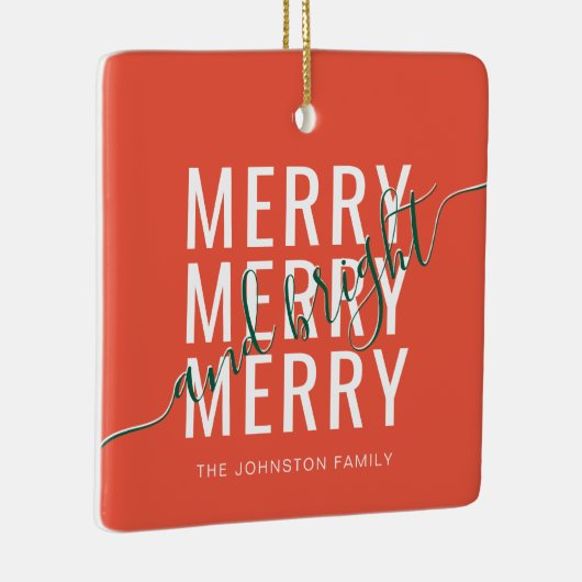 Elegante vrolijke en heldere kerstvakantie keramisch ornament (Rechts)