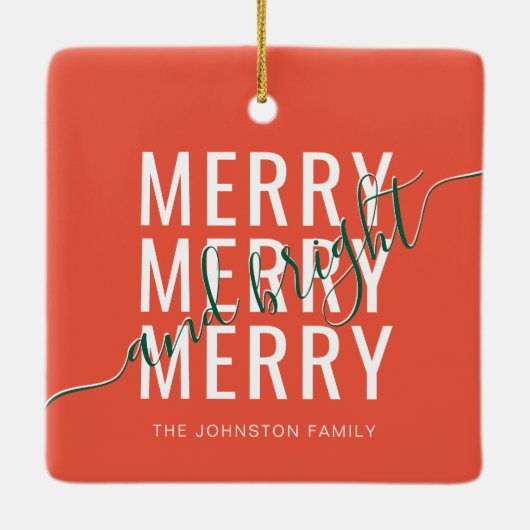 Elegante vrolijke en heldere kerstvakantie keramisch ornament (Achterkant)