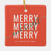 Elegante vrolijke en heldere kerstvakantie keramisch ornament (Voorkant)