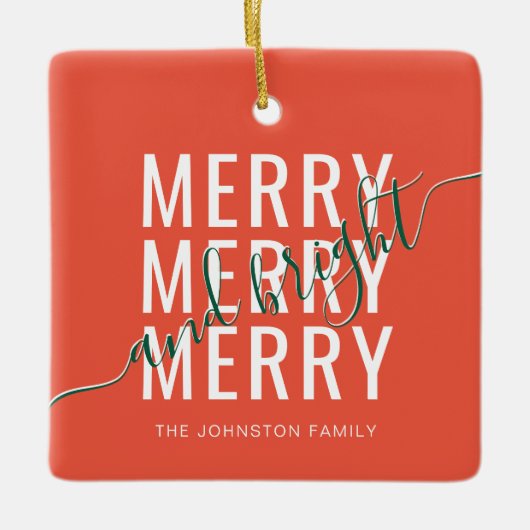 Elegante vrolijke en heldere kerstvakantie keramisch ornament (Voorkant)