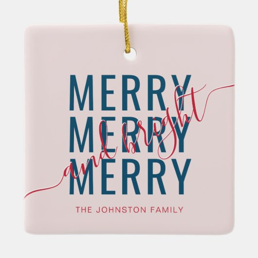 Elegante vrolijke en heldere kerstvakantie keramisch ornament (Voorkant)