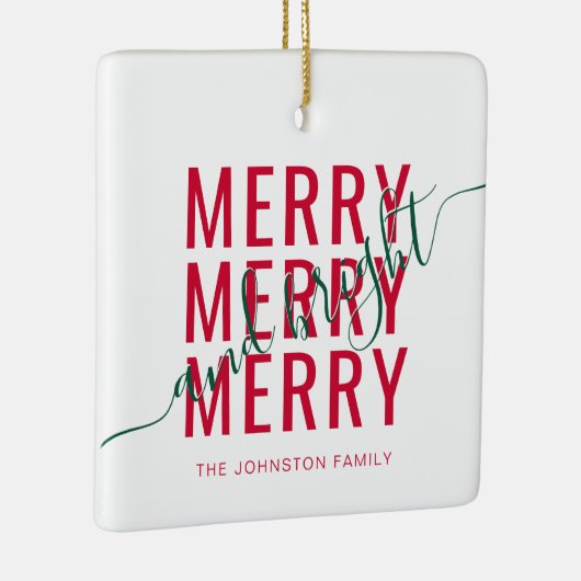 Elegante vrolijke en heldere kerstvakantie keramisch ornament (Rechts)