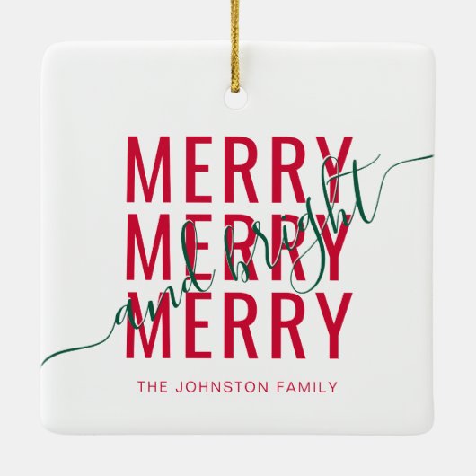 Elegante vrolijke en heldere kerstvakantie keramisch ornament (Achterkant)