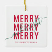 Elegante vrolijke en heldere kerstvakantie keramisch ornament (Voorkant)