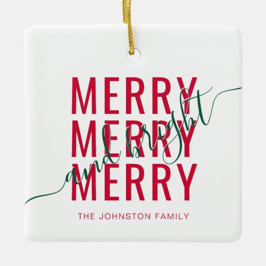 Elegante vrolijke en heldere kerstvakantie keramisch ornament (Voorkant)