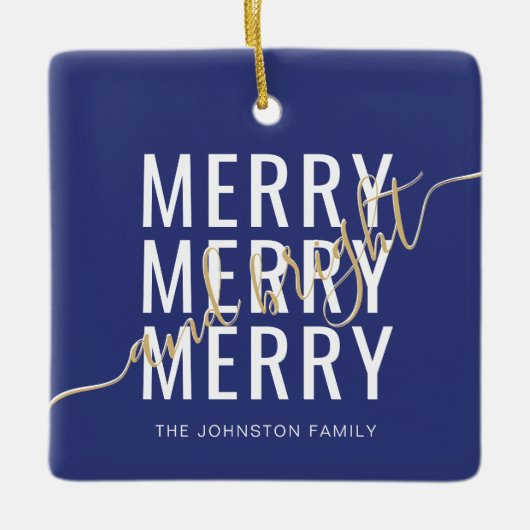 Elegante vrolijke en heldere kerstvakantie keramisch ornament (Voorkant)