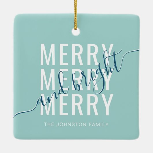 Elegante vrolijke en heldere kerstvakantie keramisch ornament (Achterkant)