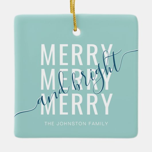 Elegante vrolijke en heldere kerstvakantie keramisch ornament (Voorkant)