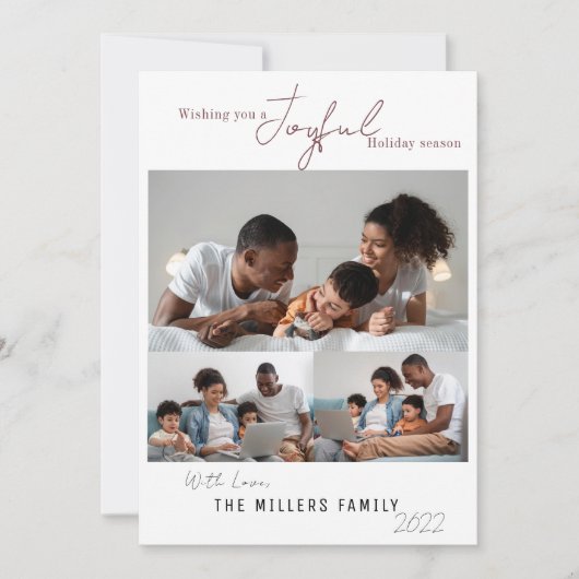 Elegante Vrolijke Feestdagen Seizoenen 3 Foto  Feestdagenkaart (Voorkant)