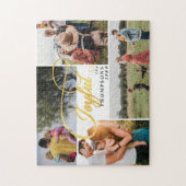 Elegante Vrolijke Gouden Kerstmis Vier Fotocollage Legpuzzel (Verticaal)