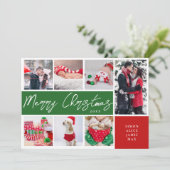 Elegante vrolijke kerst aangepaste foto collage   feestdagenkaart (Staand voorkant)