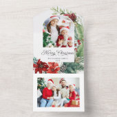 Elegante vrolijke kerst botanische boog foto all in one uitnodiging (Binnen)