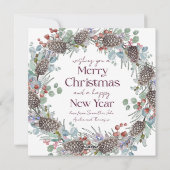 Elegante Vrolijke Kerst Botanische Krans & Foto Feestdagenkaart (Achterkant)