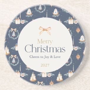 Elegante vrolijke kerst   Feestelijke vakantie dec Zandsteen Onderzetter