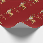 Elegante Vrolijke Kerst Gouden eland kerst feestel Cadeaupapier (Hoek)