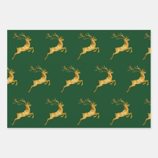 Elegante Vrolijke Kerst Gouden eland kerst feestel Inpakpapier Vel (Voorkant 2)