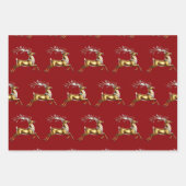 Elegante Vrolijke Kerst Gouden eland kerst feestel Inpakpapier Vel (Voorkant)