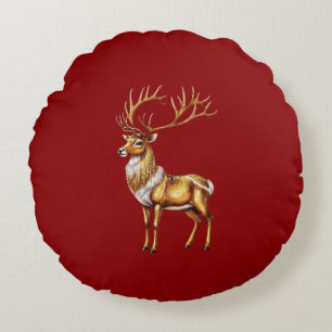 Elegante Vrolijke Kerst Gouden eland kerst feestel Rond Kussen