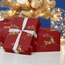 Elegante Vrolijke Kerst Gouden Herten Kerstmis fee Cadeaupapier