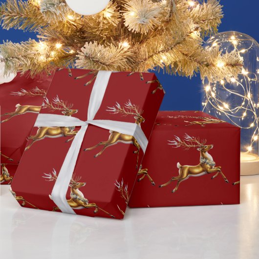 Elegante Vrolijke Kerst Gouden Herten Kerstmis fee Cadeaupapier (Feestdagen)
