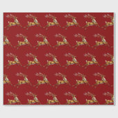 Elegante Vrolijke Kerst Gouden Herten Kerstmis fee Cadeaupapier (Vlak)