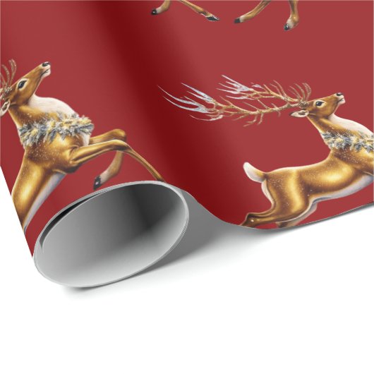 Elegante Vrolijke Kerst Gouden Herten Kerstmis fee Cadeaupapier (Rol Hoek)