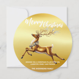Elegante Vrolijke Kerst Gouden Kerstman Deer Moose Feestdagenkaart