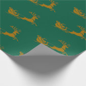 Elegante Vrolijke Kerst Gouden Kerstman Deer Sled  Cadeaupapier (Hoek)