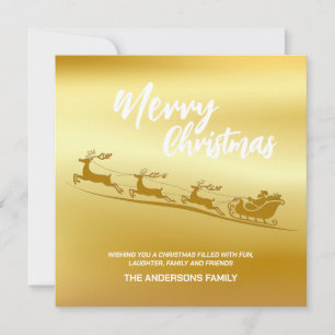 Elegante Vrolijke Kerst Gouden Kerstman Deer Sled Feestdagenkaart