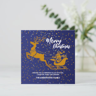 Elegante Vrolijke Kerst Gouden Kerstman Sled kerst Feestdagenkaart