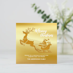 Elegante Vrolijke Kerst Gouden Kerstman Sled kerst Feestdagenkaart