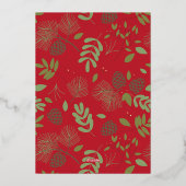 Elegante Vrolijke Kerst Holly Pinecones Foto Goud Folie Feestdagenkaart (Achterkant)