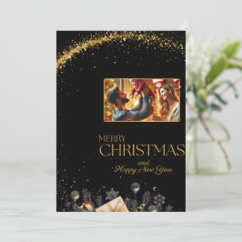 Elegante vrolijke kerst Kaart met familiefoto