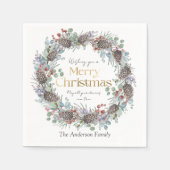 Elegante vrolijke kerst & krans servet (Voorkant)