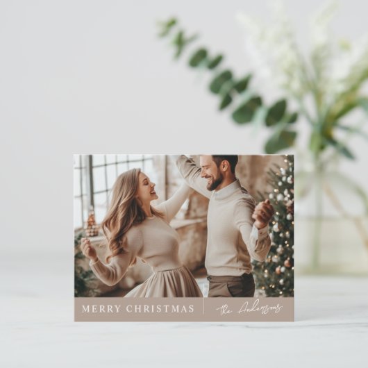 Elegante vrolijke kerst neutrale foto briefkaart (Staand voorkant)