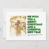 ELEGANTE VROLIJKE KERST & NIEUWJAAR FAUX GROENE FO FEESTDAGENKAART (Voorkant)